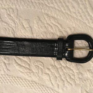Ralph Lauren Black Patent Lizard Belt Women's